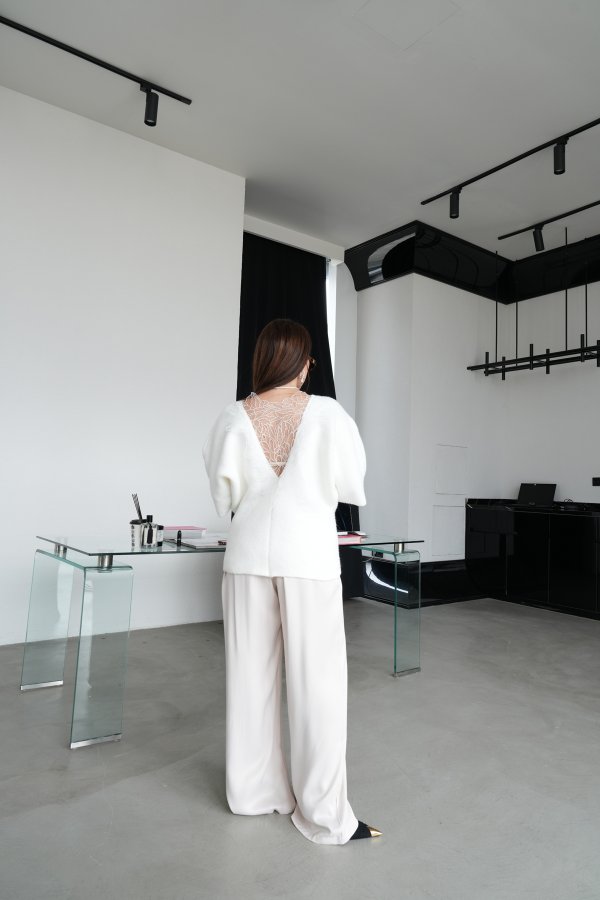 Beli Lastikli Geniş Kalıp Saten Pantolon