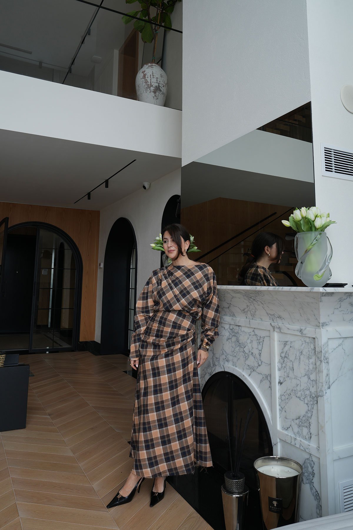 Ekoseli Bluz Etek Takım