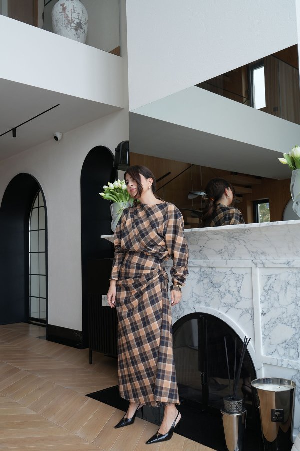 Ekoseli Bluz Etek Takım