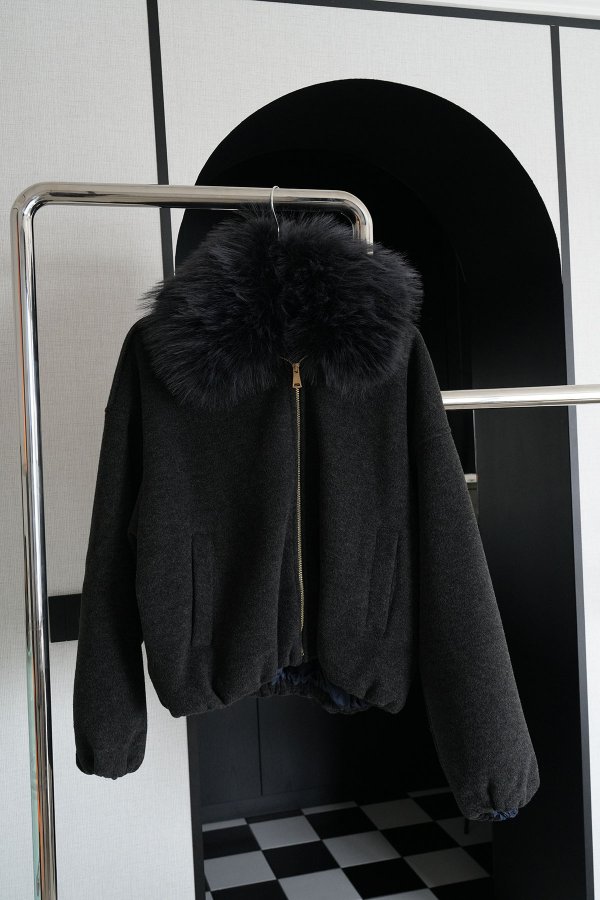 Yakası Kürklü Bomber Kaşe Mont