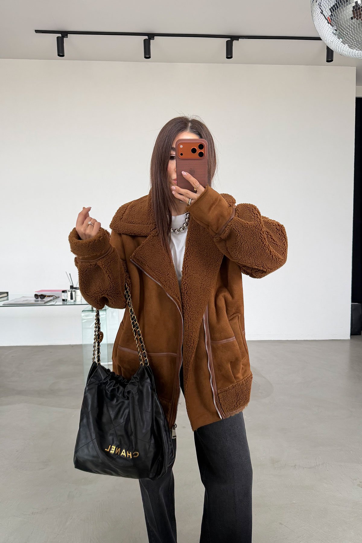 İçi Kürklü Süet Biker Mont