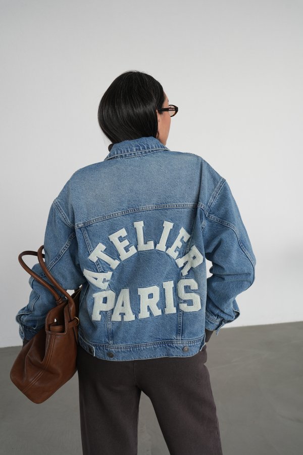 Çift Cepli Taşlamalı Basic Denim Ceket