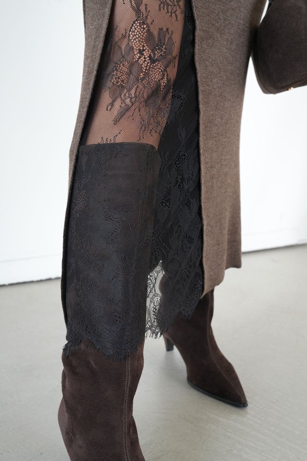 Dantel Detaylı Maxi Triko Etek