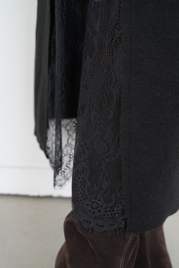 Dantel Detaylı Maxi Triko Etek