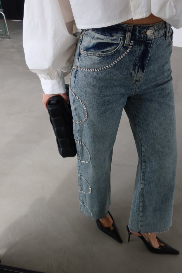 Yıkamalı Taş Baskılı Jean