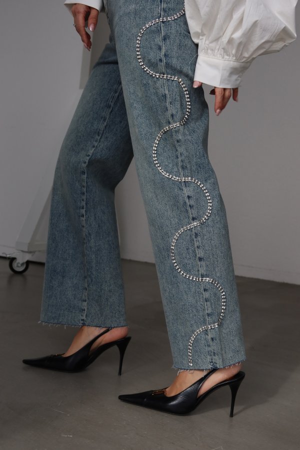 Yıkamalı Taş Baskılı Jean