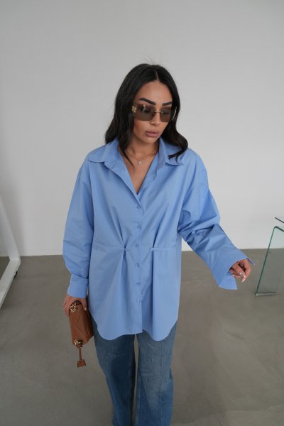 Düğme Ve Dikiş Detaylı Oversize Gömlek