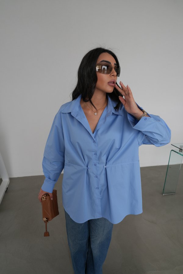 Düğme Ve Dikiş Detaylı Oversize Gömlek