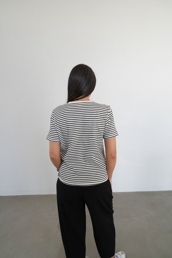 Yazı İşlemeli Çizgili Tshirt