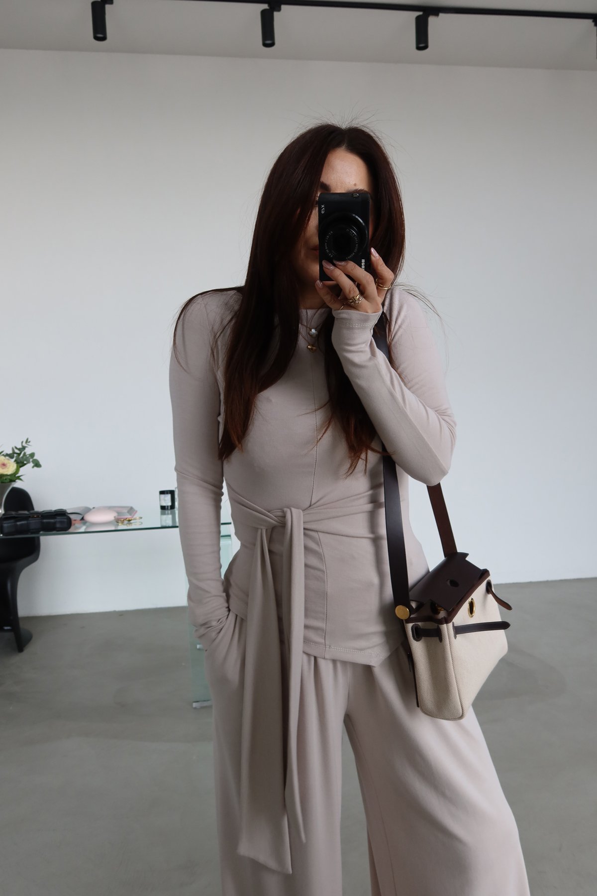 Kayık Yaka Önden Bağlamalı Bluz Eşofman Takım