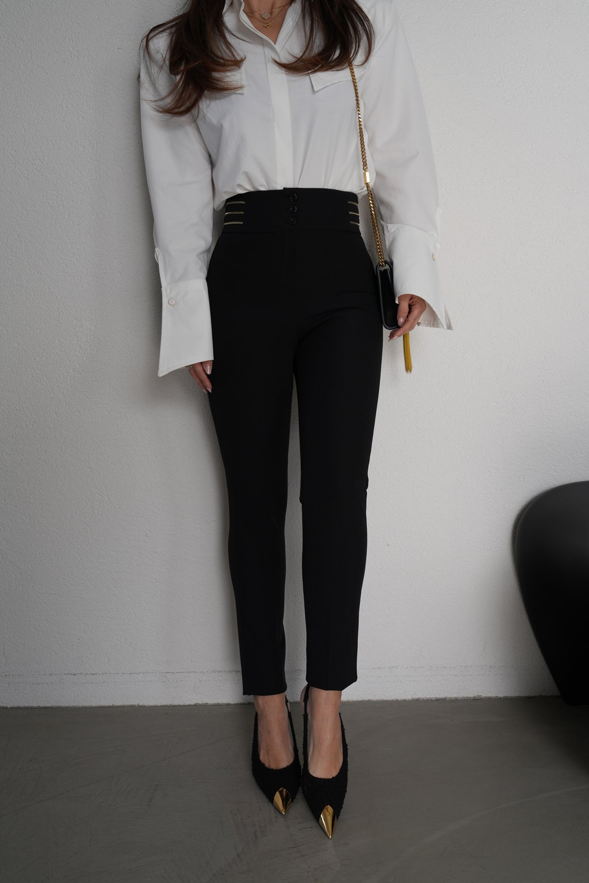 Beli Fermuar Detaylı Premium Kumaş Pantolon