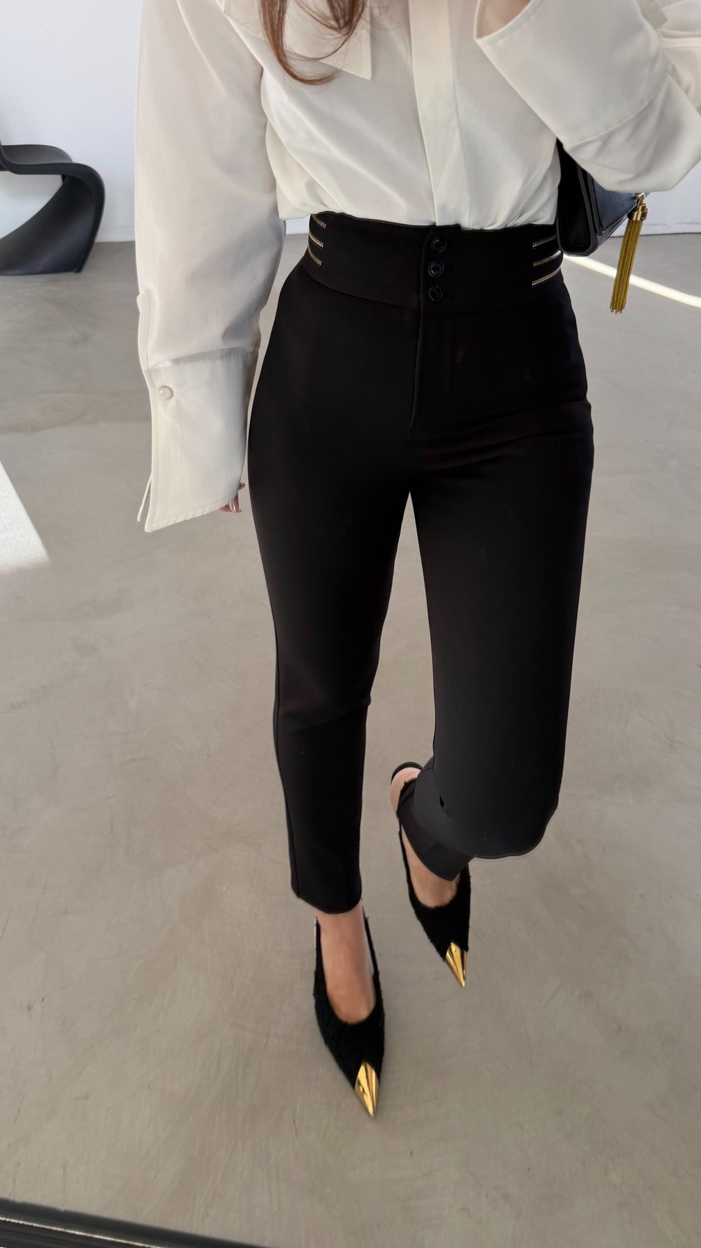 Beli Fermuar Detaylı Premium Kumaş Pantolon