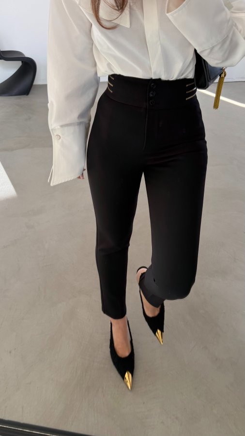 Beli Fermuar Detaylı Premium Kumaş Pantolon