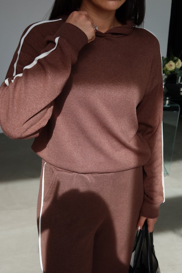 Yanı Şeritli Örme Triko Sweat Eşofman Takımı