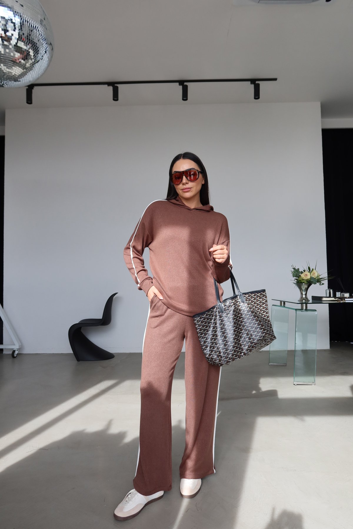 Yanı Şeritli Örme Triko Sweat Eşofman Takımı