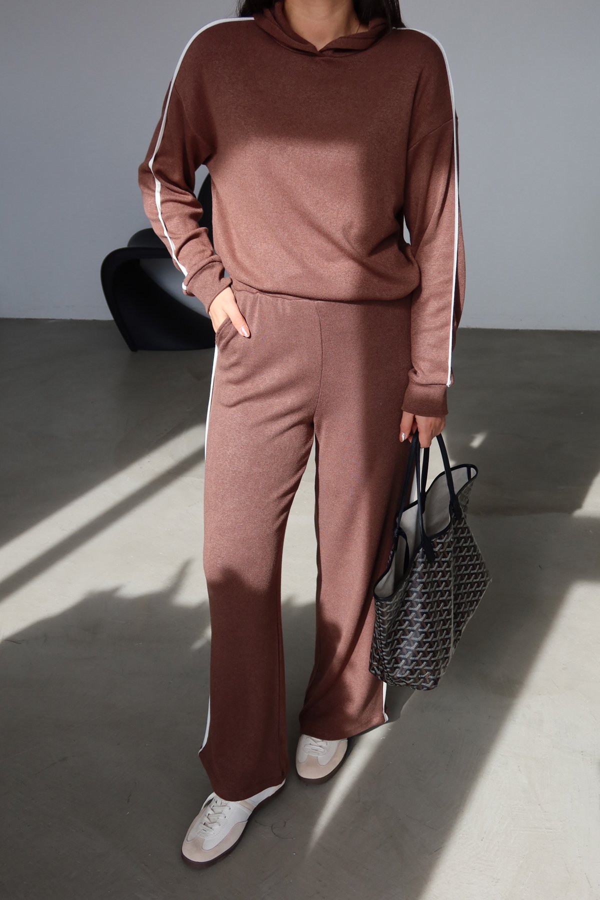 Yanı Şeritli Örme Triko Sweat Eşofman Takımı