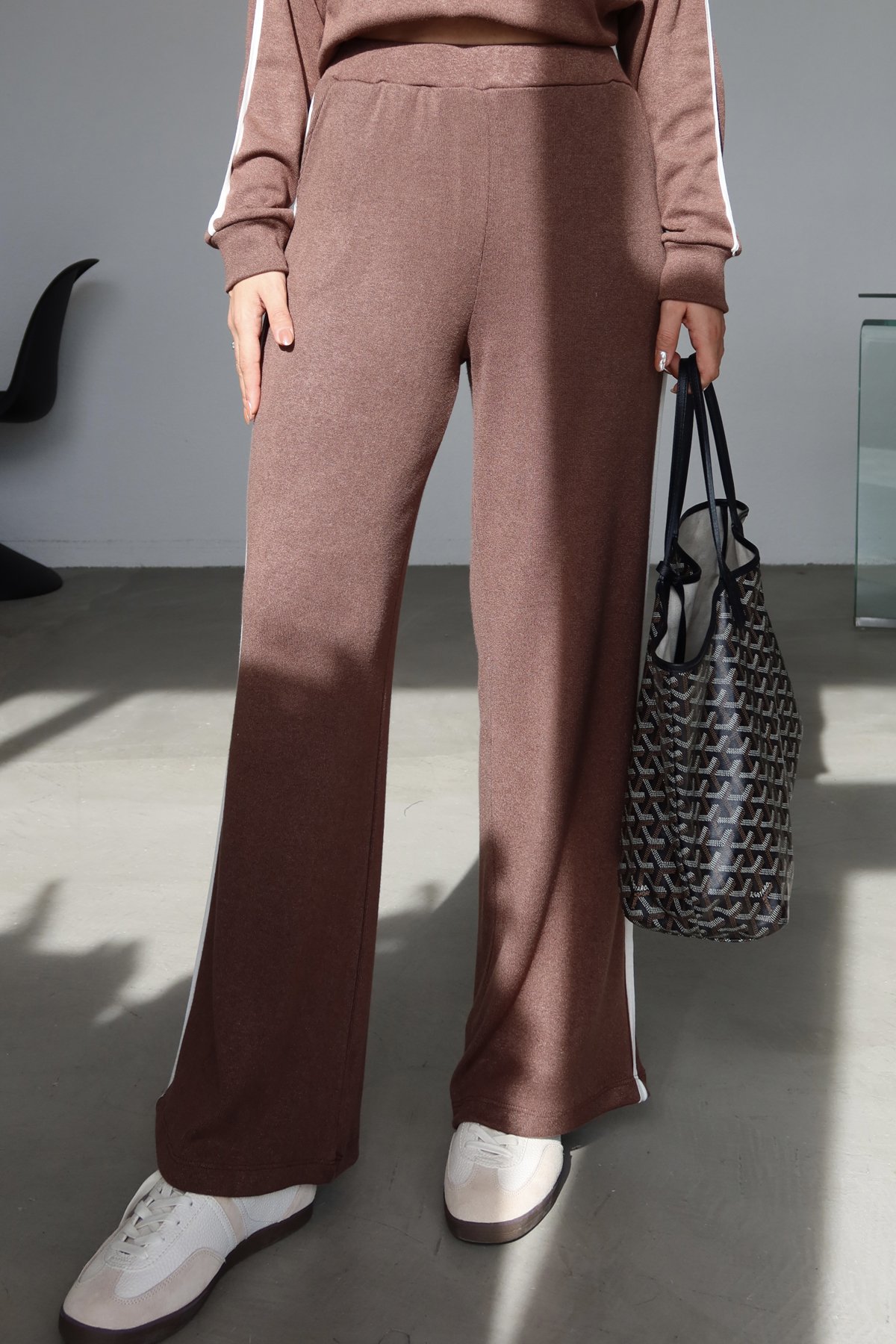 Yanı Şeritli Örme Triko Sweat Eşofman Takımı