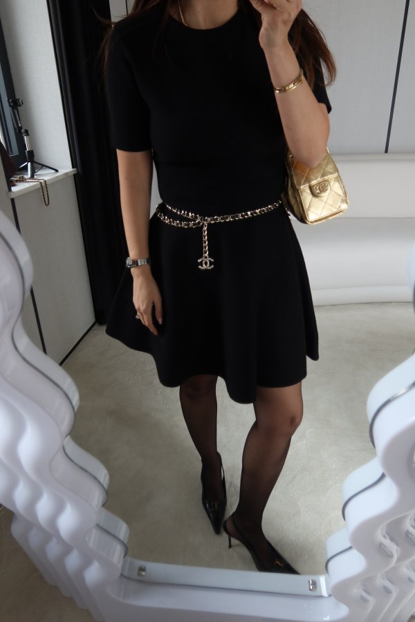 Bisiklet Yaka Altı Volanlı Kısa Kollu Elbise