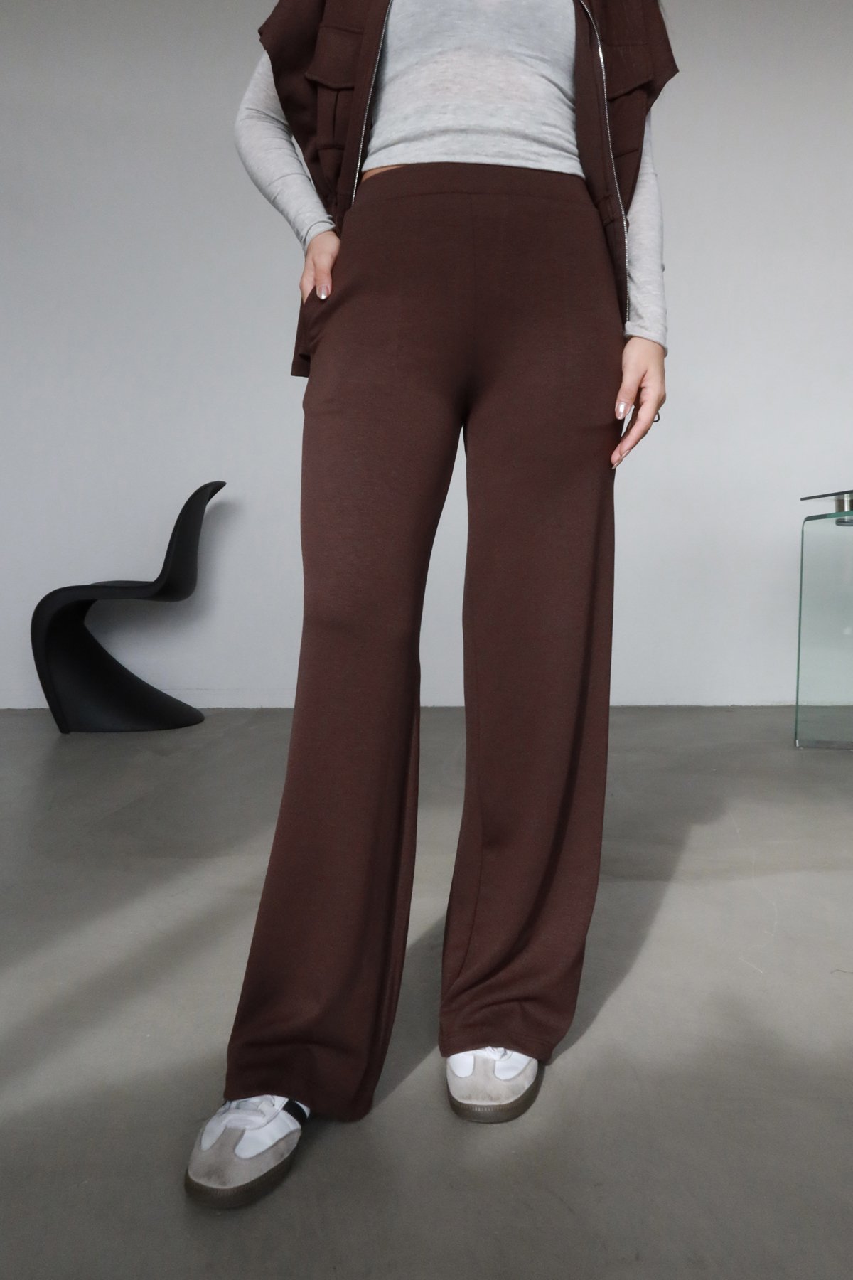 Çift Cepli Fermuarlı Modal Yelek Takım