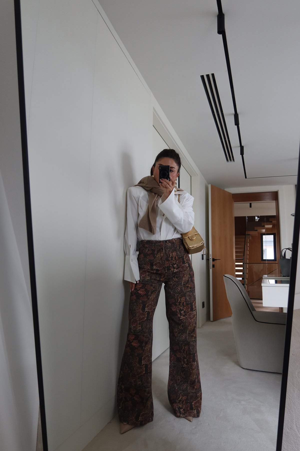 Karışık Desenli Geniş Paça Pantolon