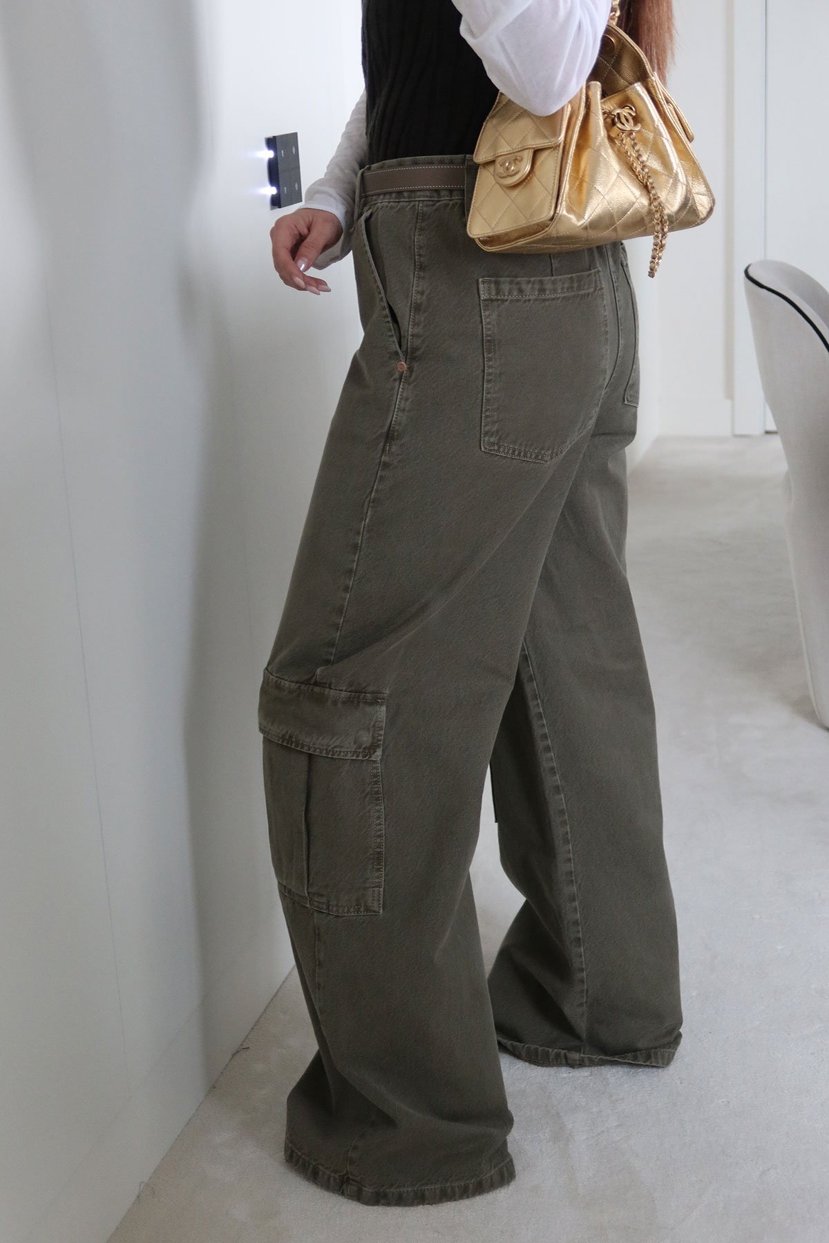 Kargo Cepli Geniş Paça Jean