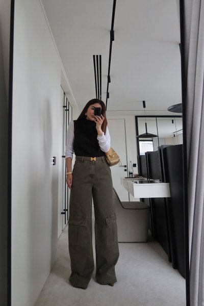 Kargo Cepli Geniş Paça Jean