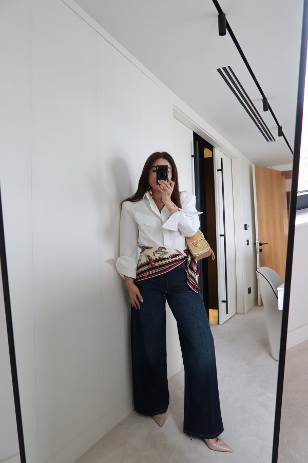 Kontrast Dikişli Geniş Kalıp Jean