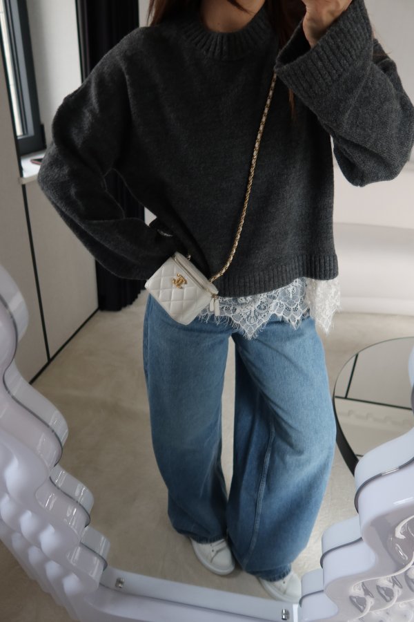 Etek Ucu Dantelli Basic Kazak