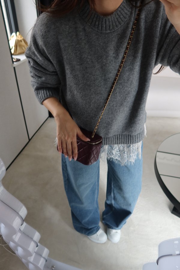 Etek Ucu Dantelli Basic Kazak