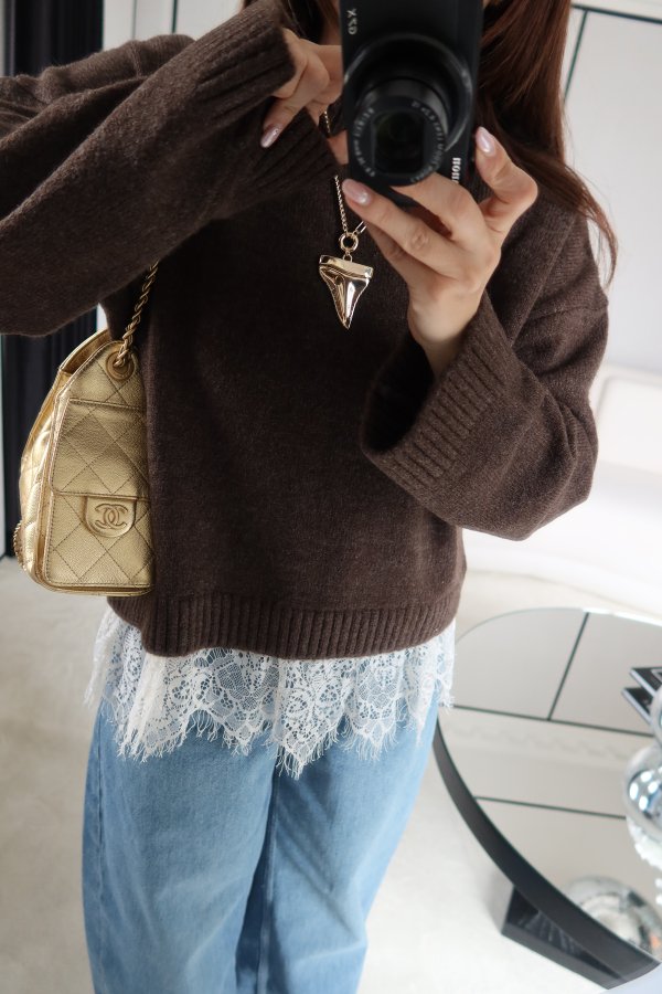 Etek Ucu Dantelli Basic Kazak