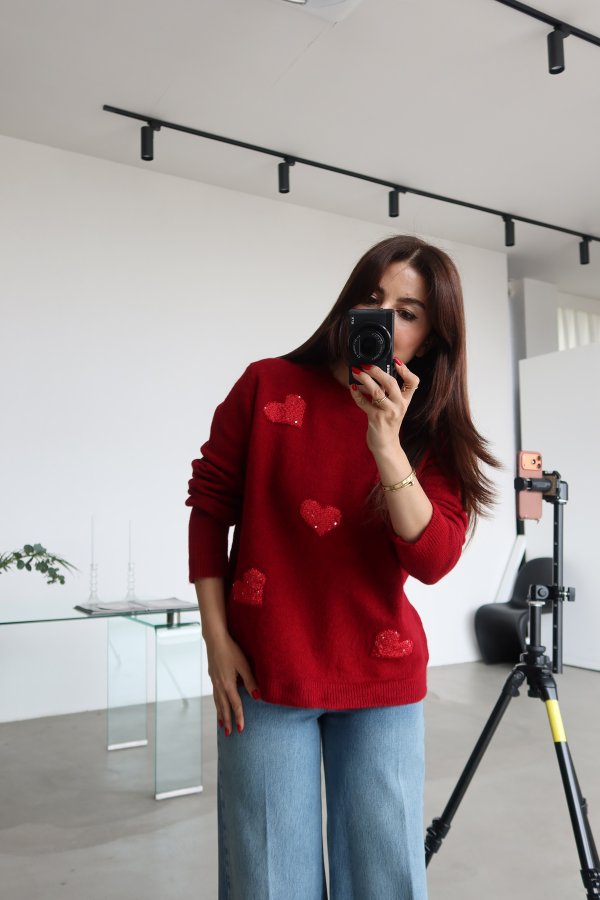 Kalp Nakışlı Kazak