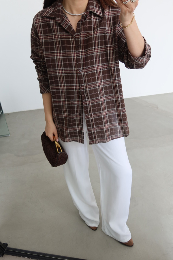 Önü Kısa Arkası Uzun Ekoseli Gömlek