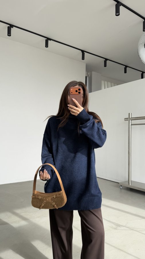 Balıkçı Yaka Oversize Kazak