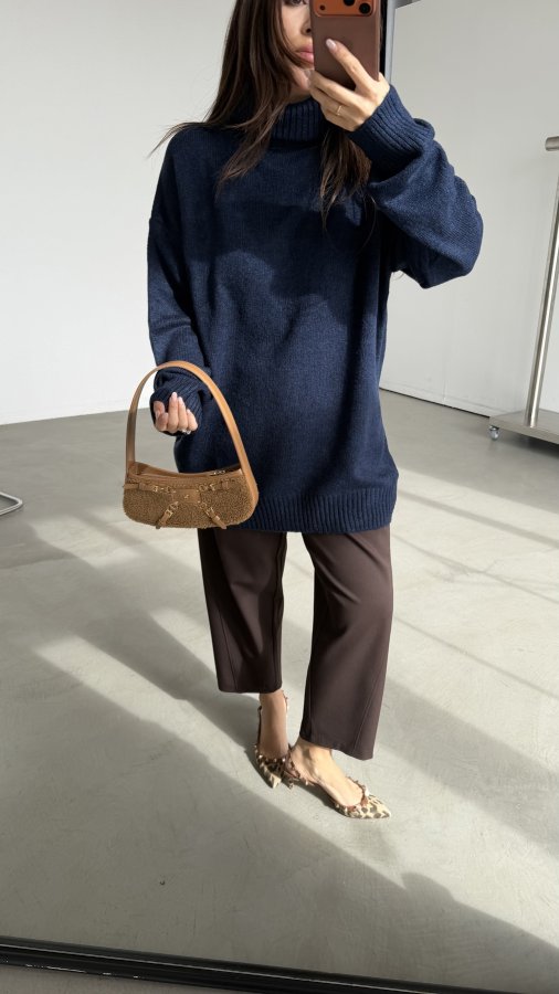 Balıkçı Yaka Oversize Kazak