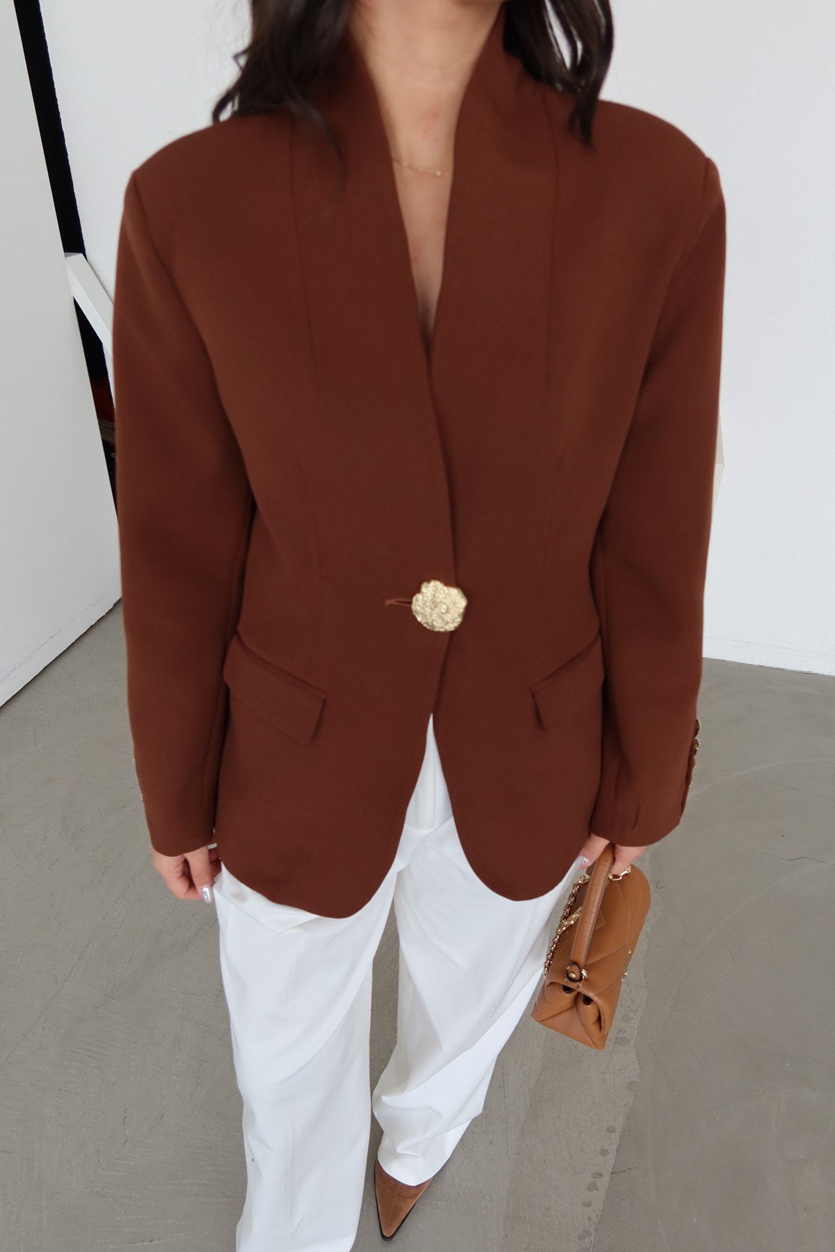 Büyük Gold Düğmeli Blazer Ceket