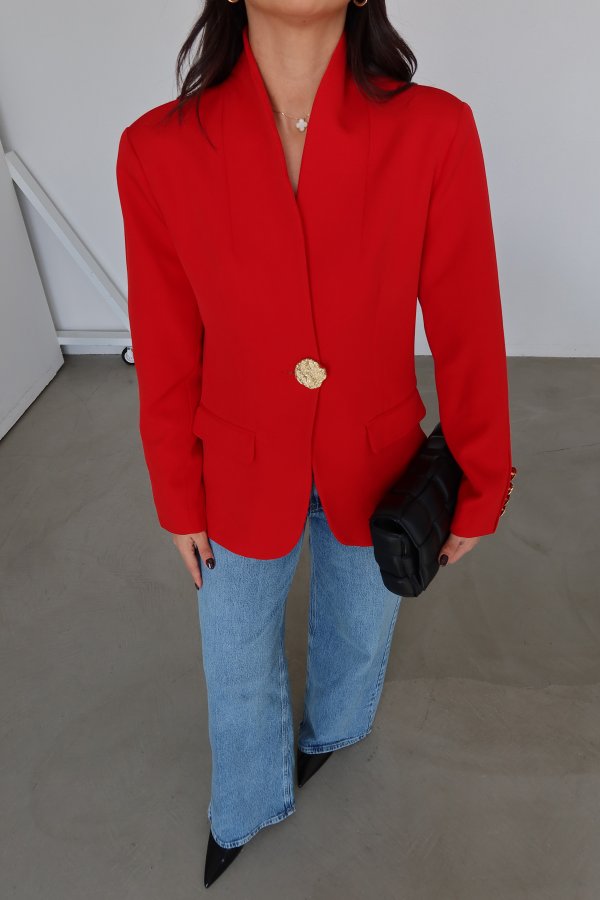 Büyük Gold Düğmeli Blazer Ceket