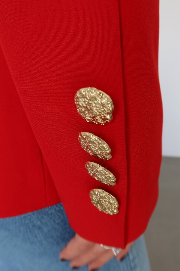 Büyük Gold Düğmeli Blazer Ceket
