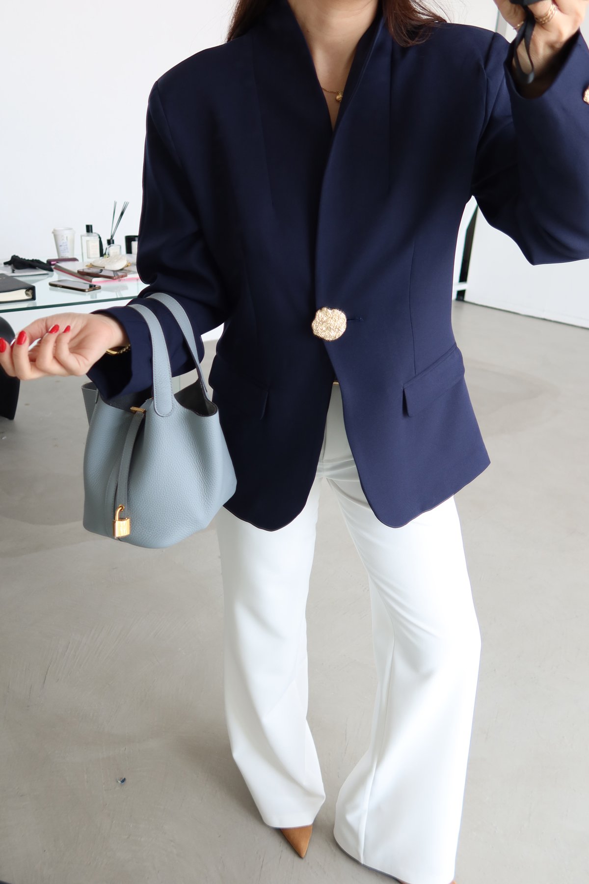 Büyük Gold Düğmeli Blazer Ceket