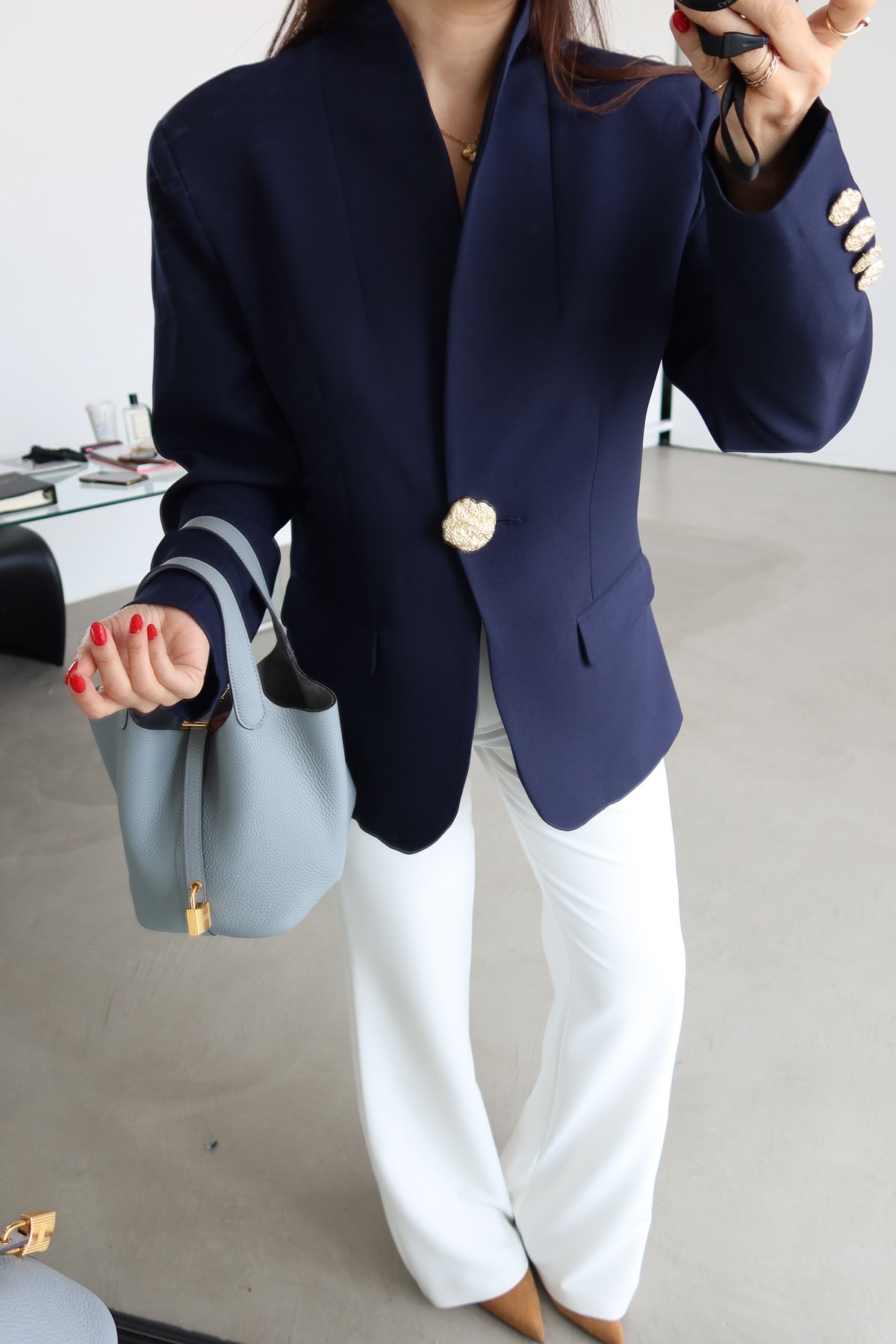 Büyük Gold Düğmeli Blazer Ceket