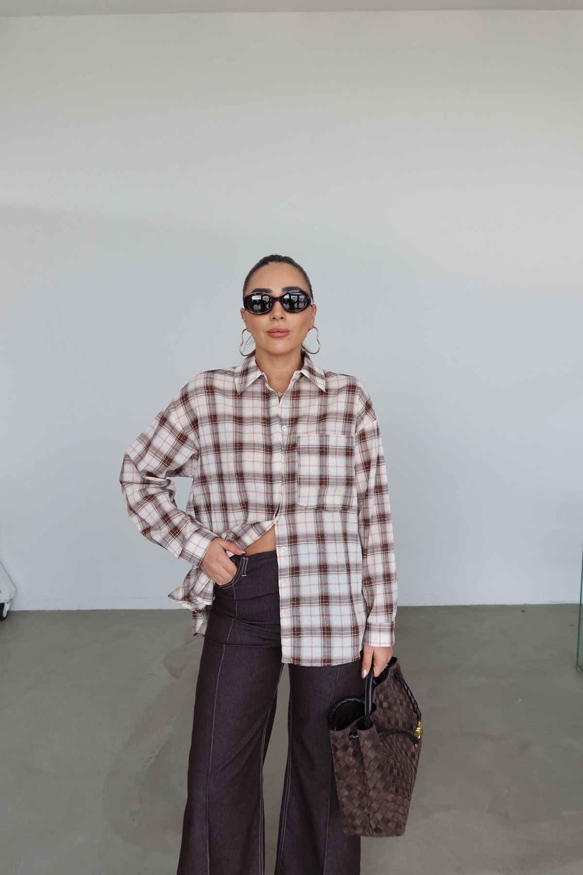 Taş Baskılı Ekoseli Gömlek