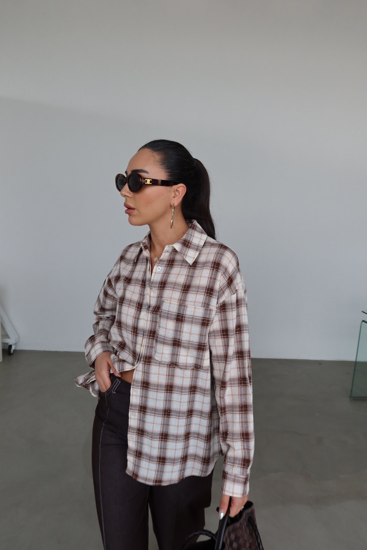 Taş Baskılı Ekoseli Gömlek