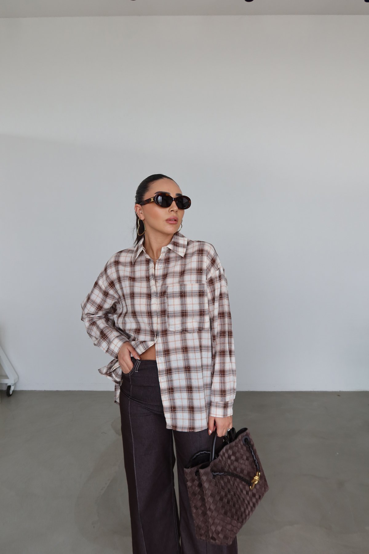 Taş Baskılı Ekoseli Gömlek