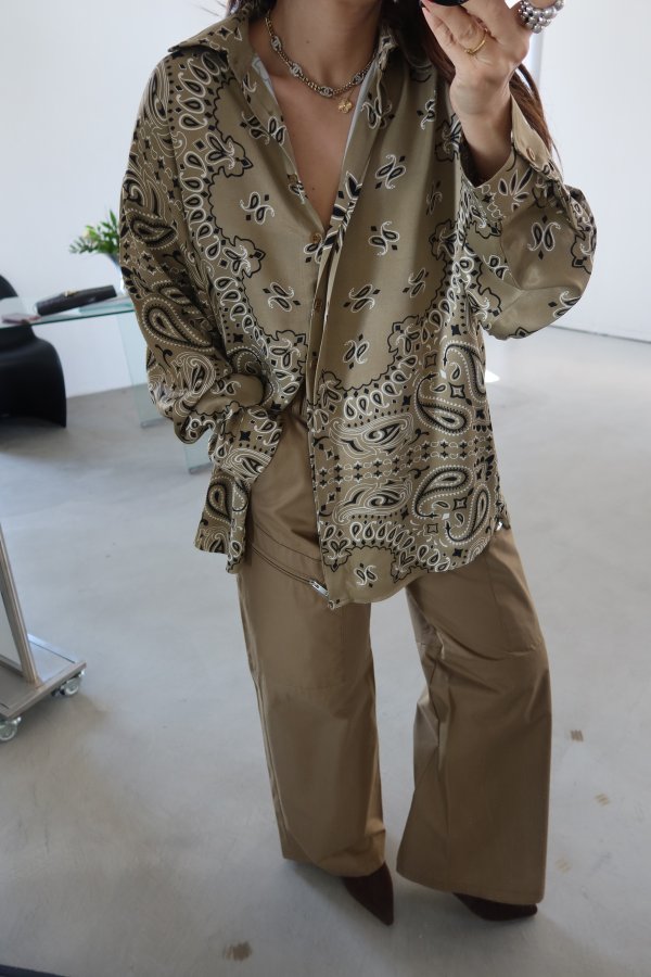 Etnik Desenli Saten Gömlek