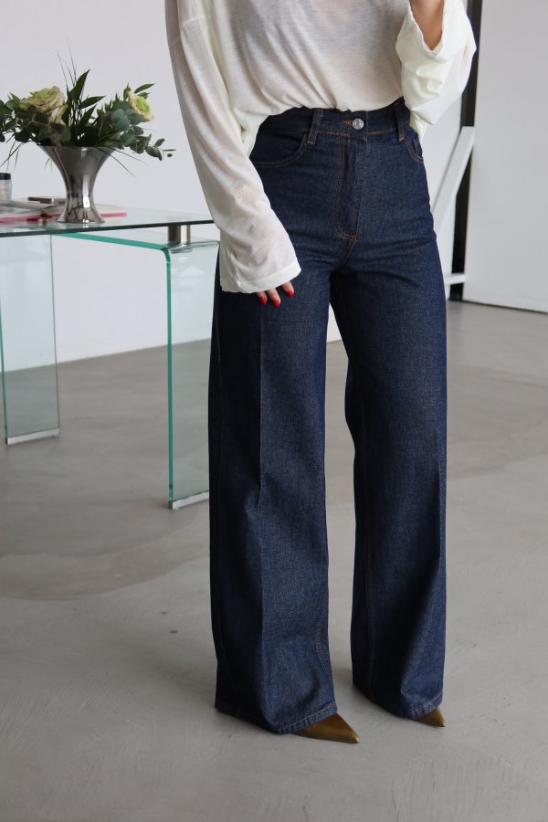 Kontrast Dikişli Geniş Kalıp Jean