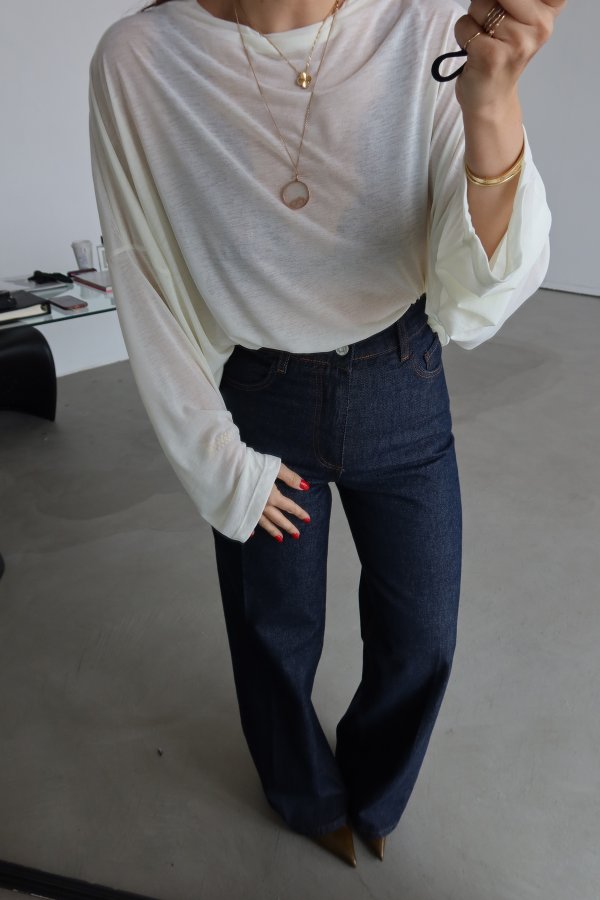 Kontrast Dikişli Geniş Kalıp Jean