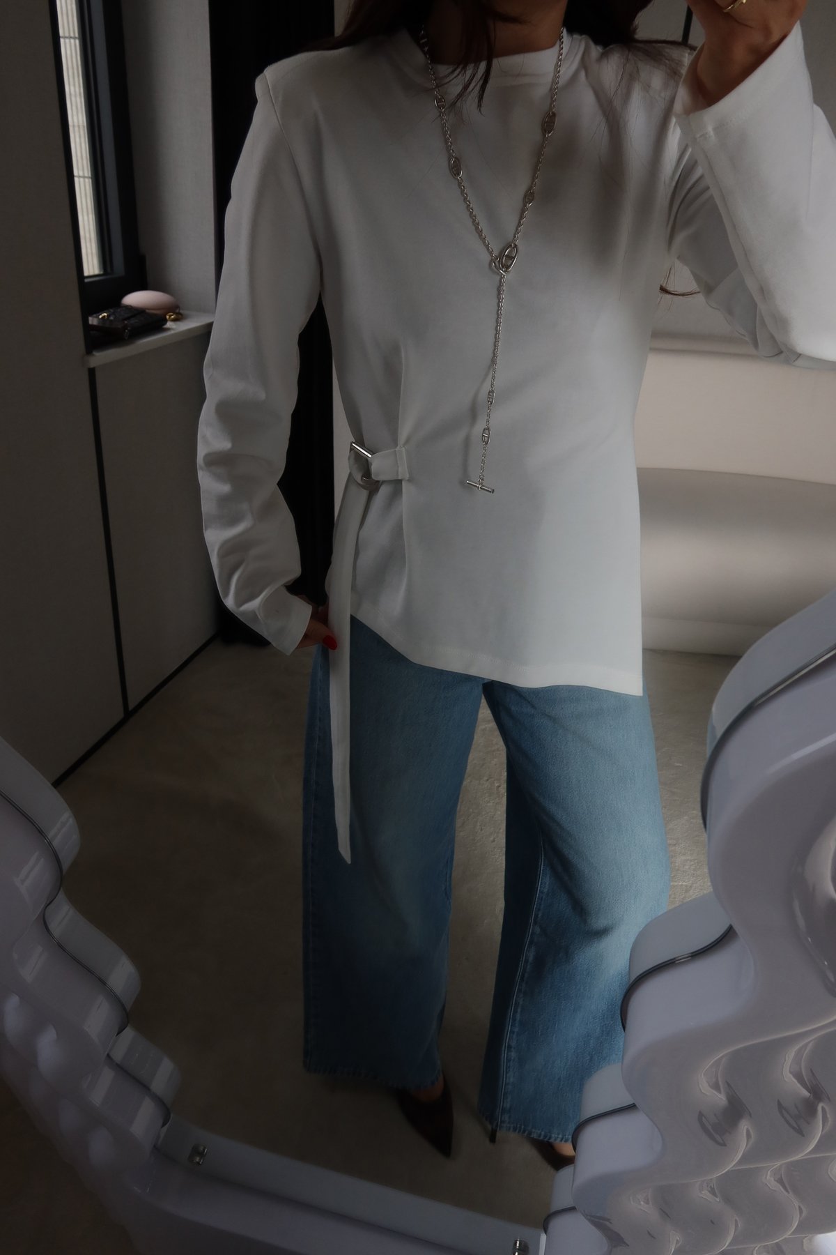 Ö.Ö Vatkalı Beli Aksesuar Detaylı Bluz