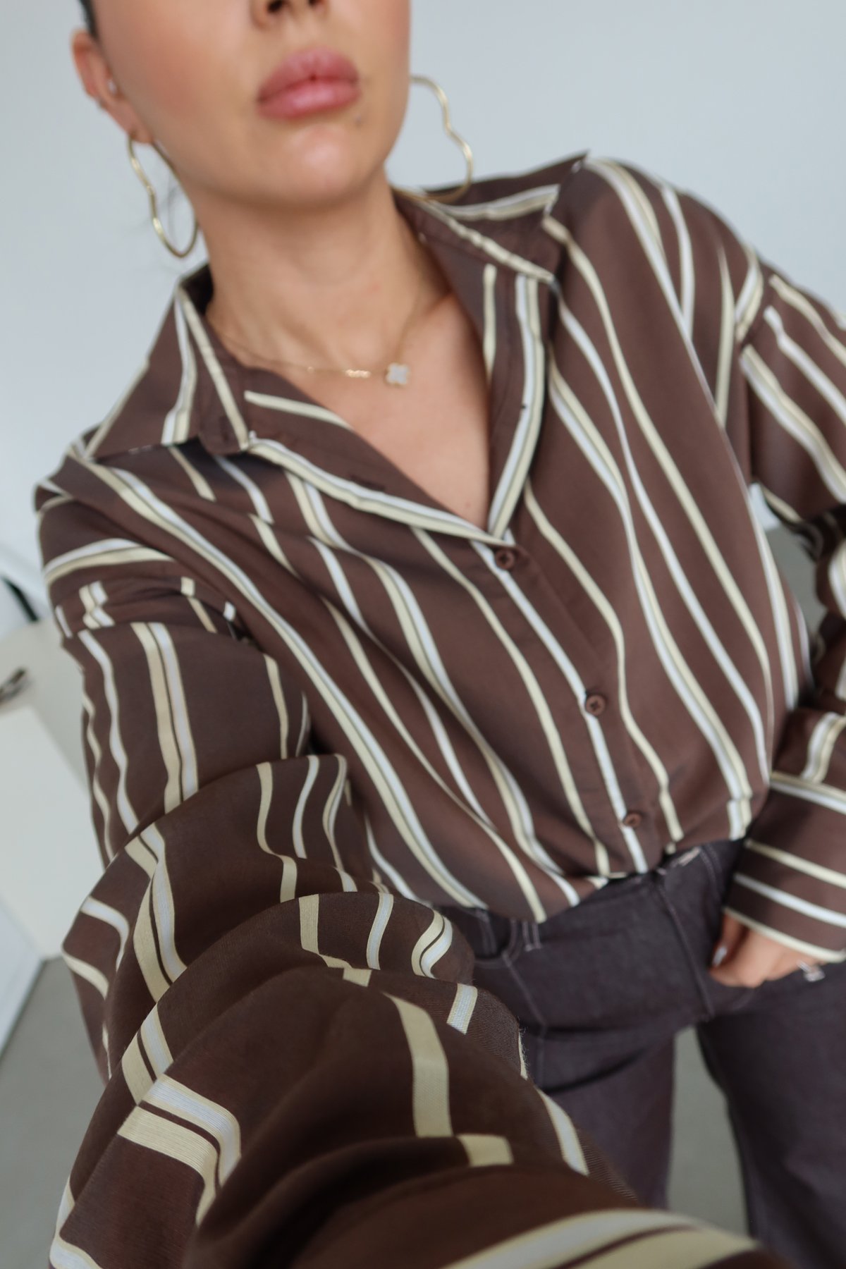 Çizgili Oversize Gömlek