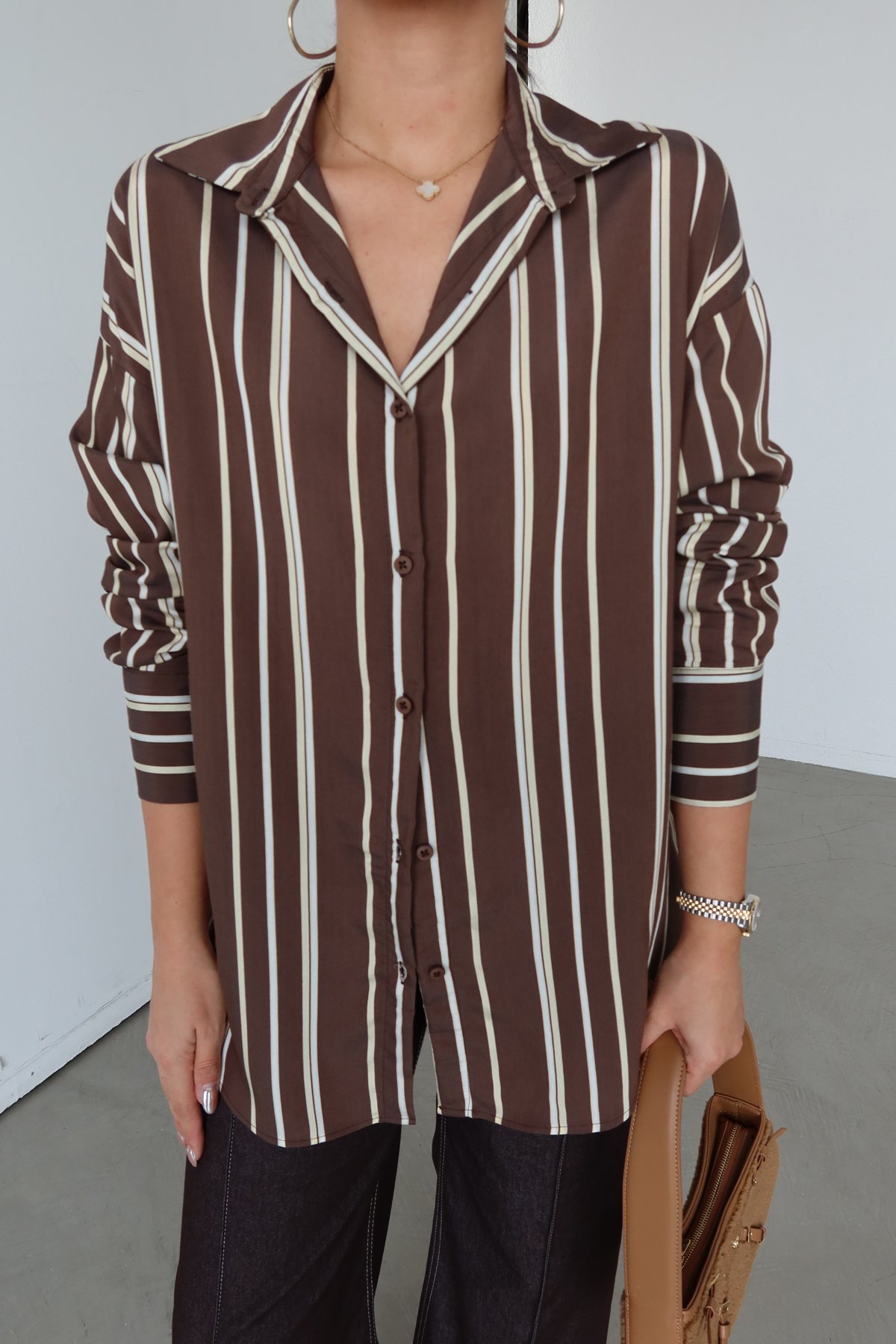 Çizgili Oversize Gömlek