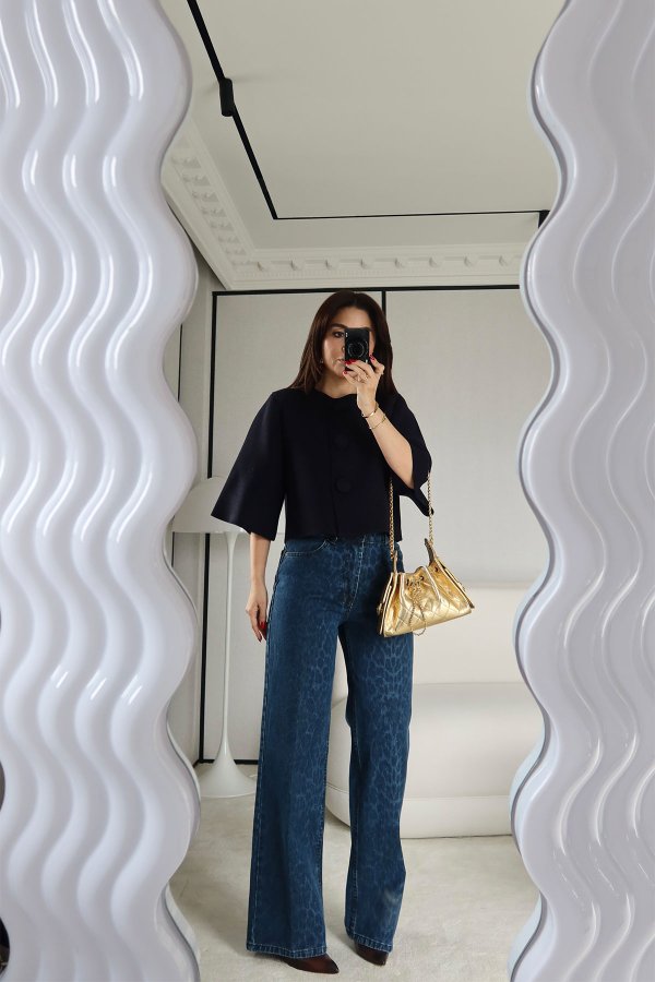 Leopar Desen Yüksek Bel Jean