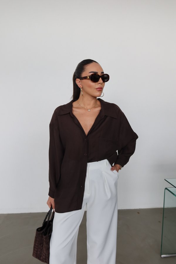 Düşük Omuz Tek Cepli Gömlek